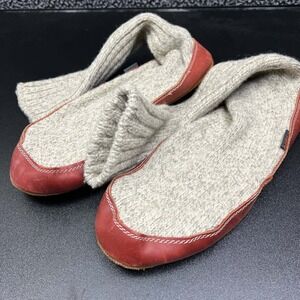Acorn Slipper Socks Men M 10.5-11.5 Wool Knit Leather Original Comfort on Earth